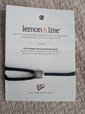 NWT Lemon & Nine Cuttyhunk Black Rope Bracelet- Sailing, Nautical